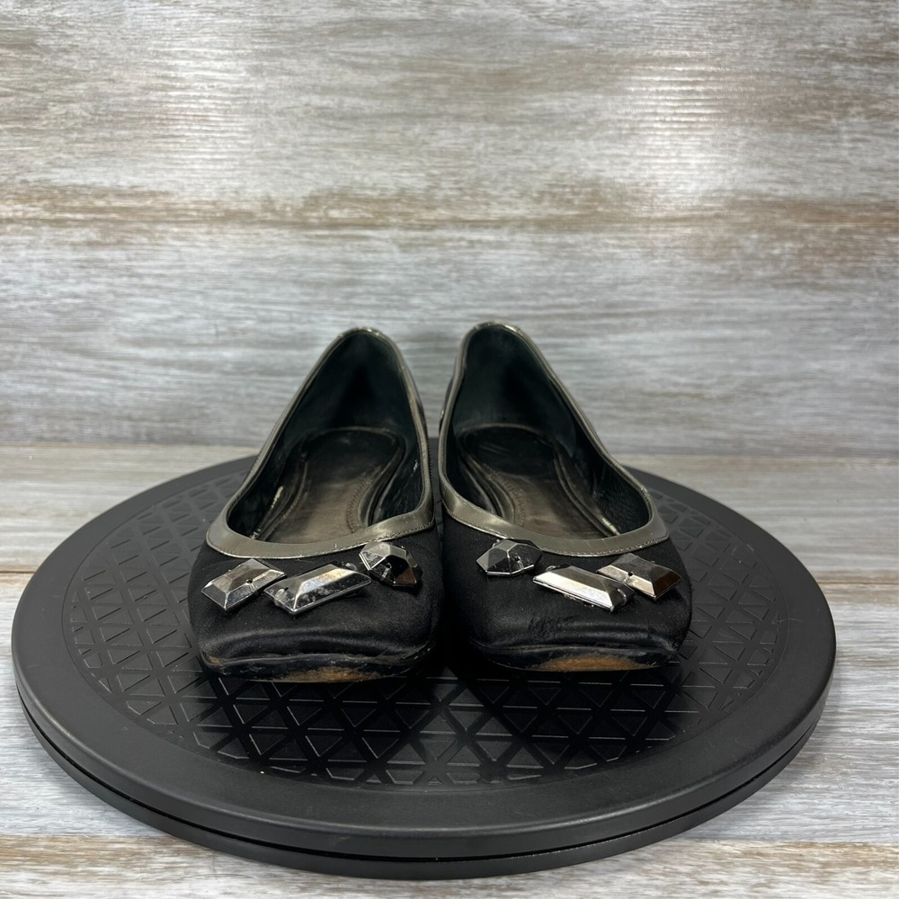 Burberry Women's Silver Black Slip On Embellished Ballet Flats Size EU 36 US 5 - Picture 2 of 13